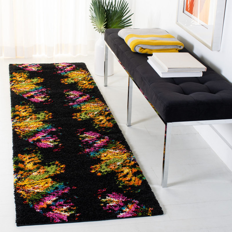 Ebern Designs Cleveland Performance Black/Yellow Rug & Reviews | Wayfair